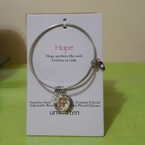 Unwritten "Hope" Silver/Gold tone Charm Bracelet